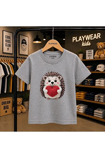playwear تي شيرت للأطفال مطبوع عليه قلب قنفذ 100% للجنسين من 5 إلى 6 -7 8-9 1...