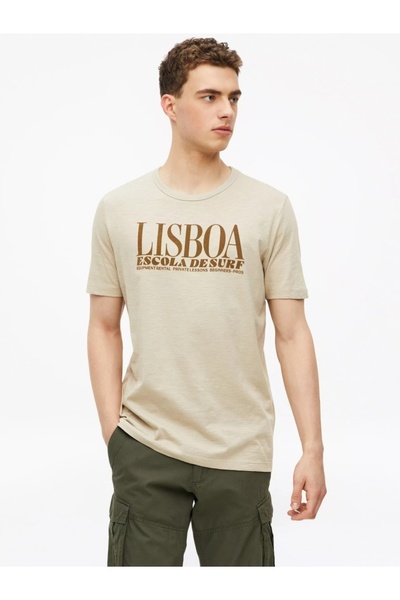 s.Oliver Tricou bărbătesc din bumbac cu imprimeu, croială normală