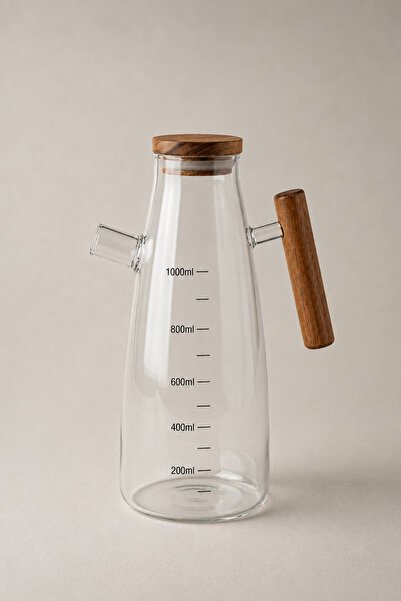 KaiHome Acacia Lid Glass Oil Pot 1L – Stylish and Minimalist