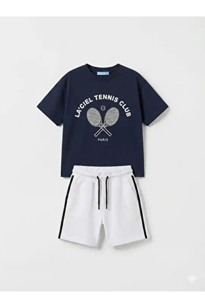 Rubeto Kids 7-14 Years Old Boys' Tennis Club Printed Shorts Set