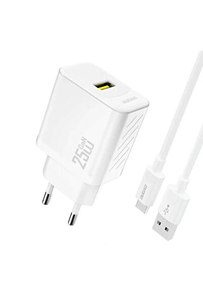 DUDAO Φορτιστής GaN με Θύρα USB-A και Καλώδιο USB-C 25W Power Delivery Λευκός...