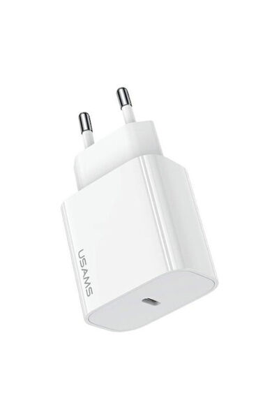 Usams Φορτιστής Χωρίς Καλώδιο με Θύρα USB-C 20W Power Delivery Λευκό (T65)