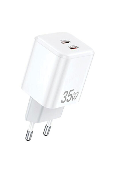 AWEI Φορτιστής χωρίς καλώδιο GaN με 2 θύρες USB-C, 35W Power Delivery, Λευκός...