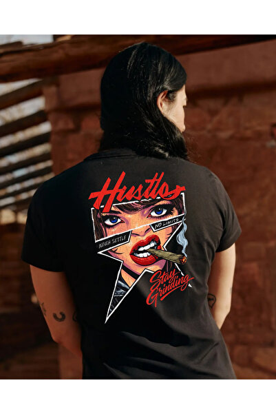 Stay Grinding İllüstrasyon Baskılı Pamuklu T-shirt
