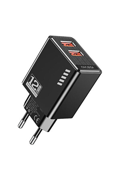 KAKUSİGA Φορτιστής Χωρίς Καλώδιο με 2 Θύρες USB-A 12W Μαύρο (KSC-1237)