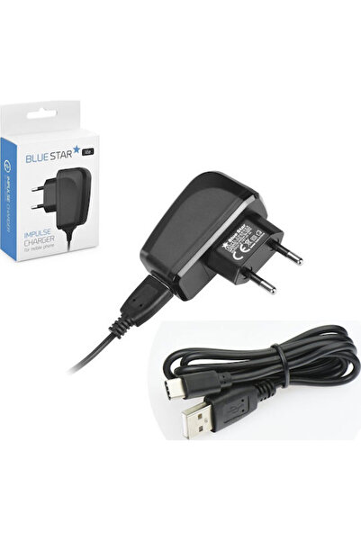 Blue Φορτιστής Star με θύρα USB-A και καλώδιο USB-C, Μαύρο (5901737865342)