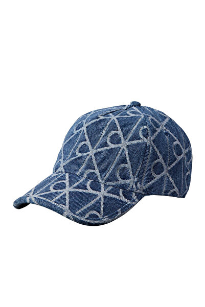 Calvin Klein Mavi Kadın Nakışlı Şapka AOP JACQUARD DENIM BB CAP