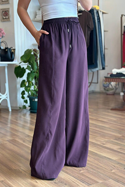 Unique Boutique بنطلون عالي الخصر ذو ملمس ناعم بلون البرقوق