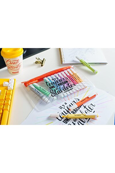 Stabilo Swing Cool Pastel Highlighters - Pencil Case, Pack of 14, F58676