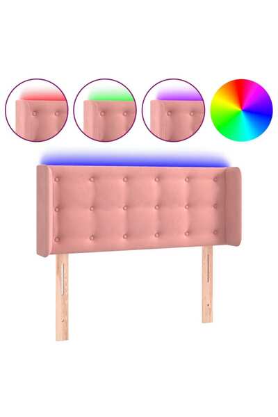 vidaxl Tăblie de pat cu LED, roz, 103x16x78/88 cm, catifea