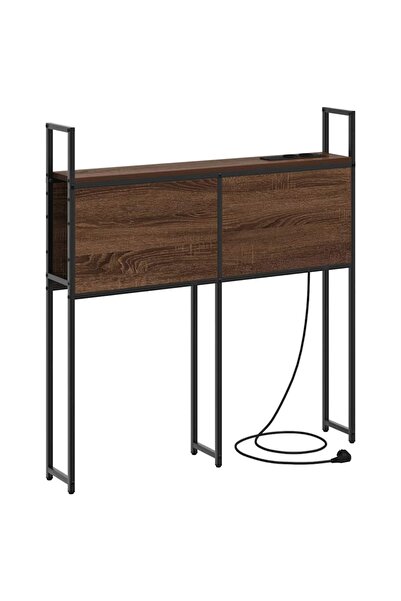 vidaxl Storage Board with Charging Station and Shelf Brown Oak