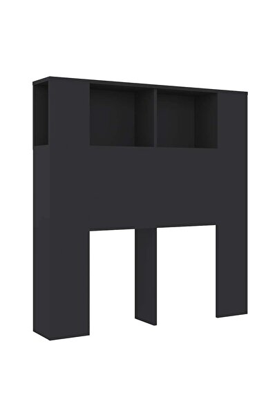 vidaxl Bedside table with wardrobe, black, 100x18.5x102.5 cm