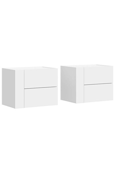 vidaxl Noptiere de perete, 2 buc., alb, 45x30x35 cm
