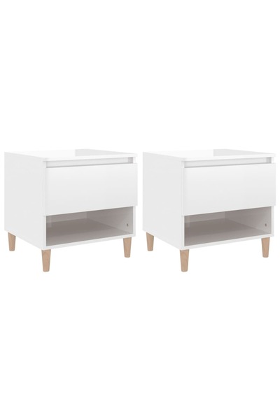 vidaxl Noptiere, 2 buc., alb extralucios, 50x46x50 cm, lemn prelucrat