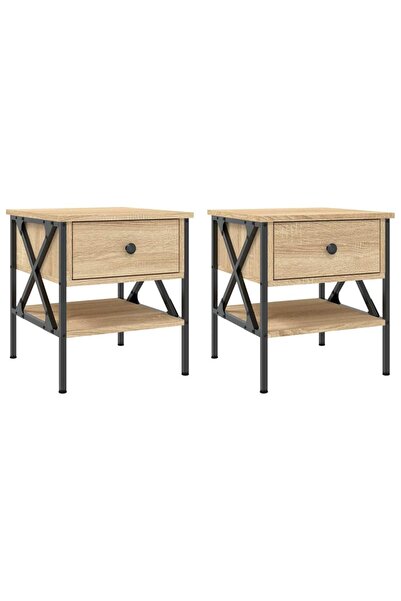 vidaxl Noptiere, 2 buc., stejar sonoma, 40x42x45 cm, lemn compozit