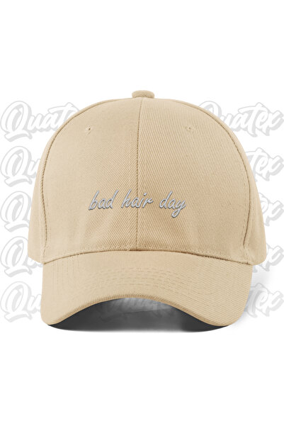 CapHub Bad Hair Day Embroidered Hat - Cream Beige Color 100% Cotton Gabardine...