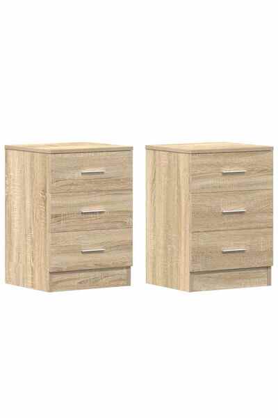vidaxl Noptiere, 2 buc., stejar sonoma, 38x35x56 cm, lemn prelucrat