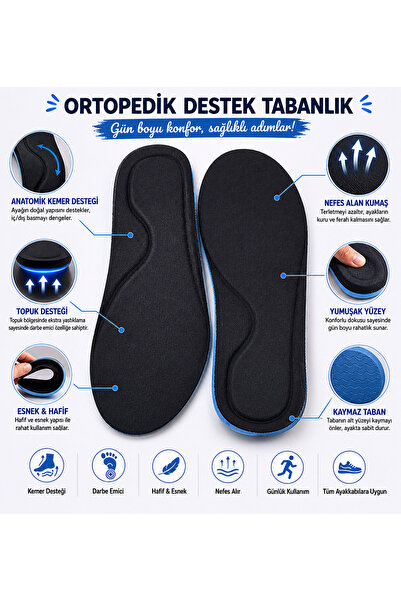 DERİXSHOES Yumuşak Memory Foam Hafızalı Günlük Konforlu Ortopedik İç Tabanlık...