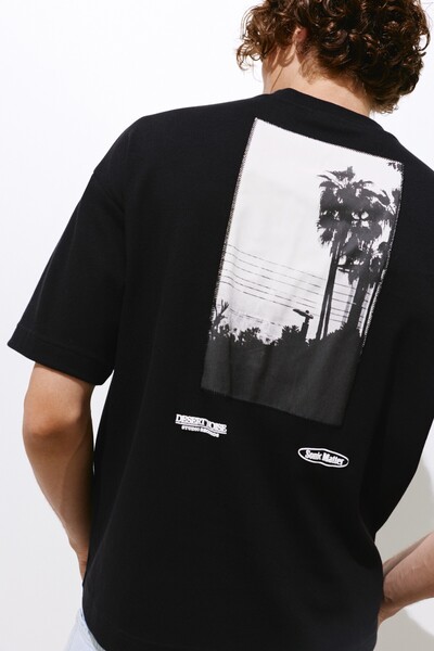 Pull & Bear Oversize grafik tişört