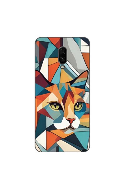 OEM Husa compatibila cu OnePlus 6T Silicon Gel Tpu Model Cubic Cat Art