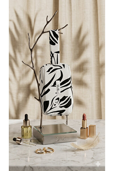 Sublime Butik Black and White Makeup Bag with Zebra Pattern Logo