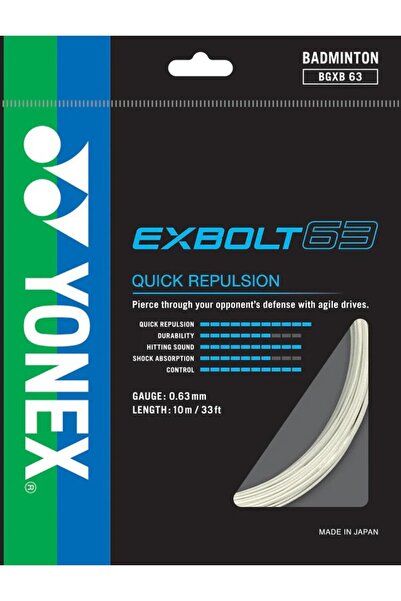 YONEX - Exbolt 63 - 0.63 - 10 M - Beyaz - Badminton Kordajı