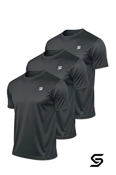 Sapeur 3'lü Paket Erkek Renkli Spor Tişört- Slim Fit Antrenman Üstü