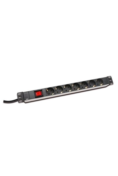 Digitus DN-95402 Aluminum PDU 19" Rack, 7x Schuko, 2m Cable, 16A, Black