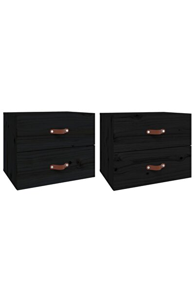 vidaxl Noptiere de perete, 2 buc., negru, 50x36x40 cm
