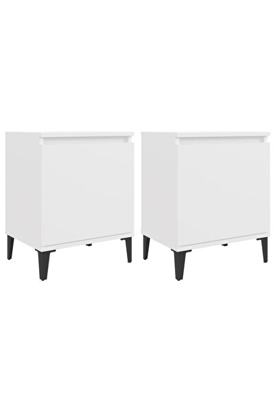 vidaxl Noptiere cu picioare metalice, alb, 40x30x50 cm
