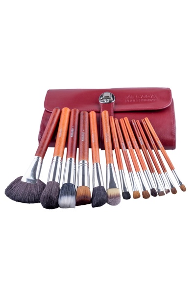 Megaga Top Bottom Set of 22 makeup brushes with burgundy case