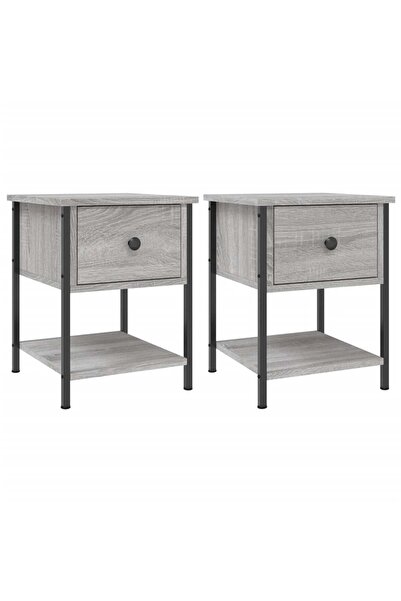 vidaxl Noptiere, 2 buc., gri sonoma, 34x35,5x45 cm, lemn compozit