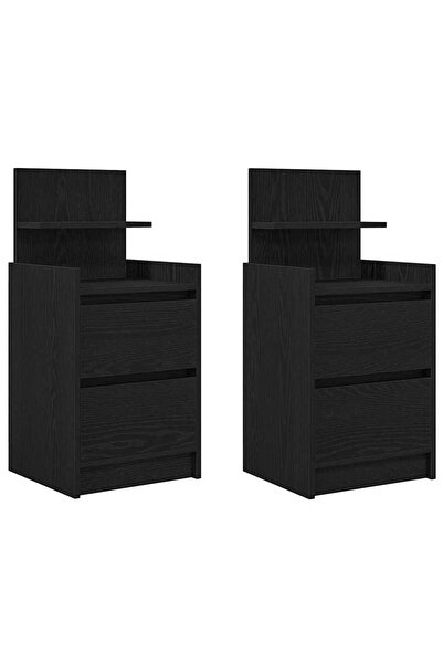 vidaxl Noptiere cu 2 sertare 2 buc Negru 38x34x80 cm