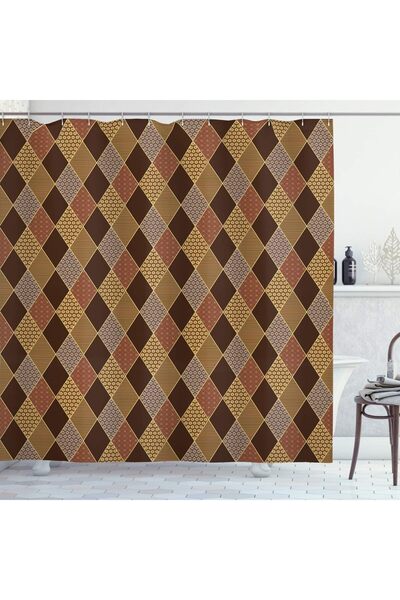 Abakuhaus Perdea de duș maro, model clasic Pastille, set decorativ pentru bai...
