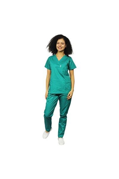RUNI Green medical suit, with V-neck blouse and green surgical pants