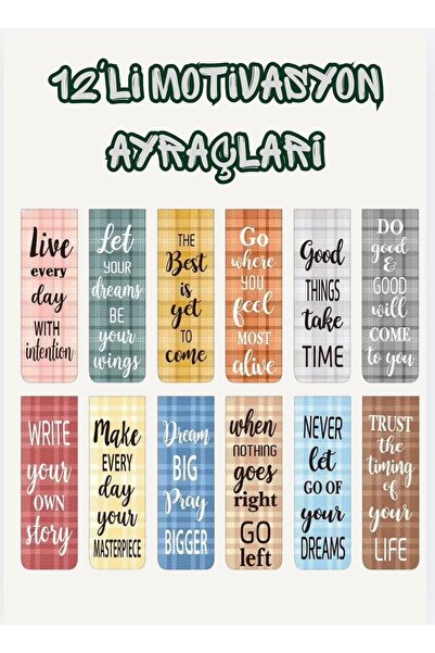 Ayraç Desing 12'li Hediyelik Motivasyon Ayracı