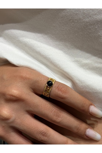 IrazErezJewelry Pembe Doğal Taşlı Ayarlanabilir Çelik Yüzük