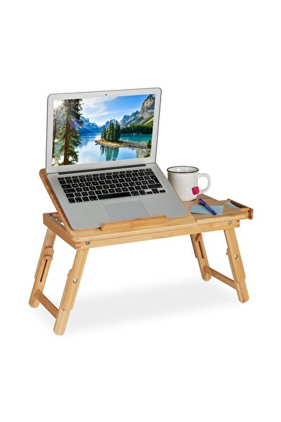 Ayawaska Laptop table, foldable, made of Bamboo, height-adjustable and foldab...