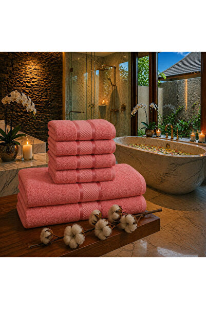 Lenjeria Pufoasa Top Bottom Set of 6 ROYAL Premium Towels – 100% Combed Cotto...