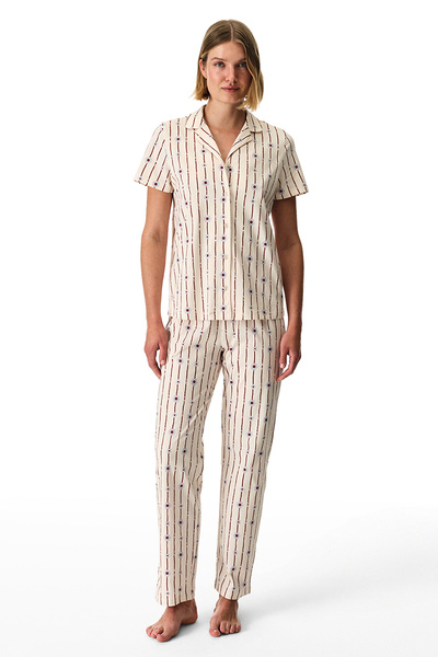 Penti Women's Cotton Lounge Floral Bliss Shirt & Pants Set - Mix