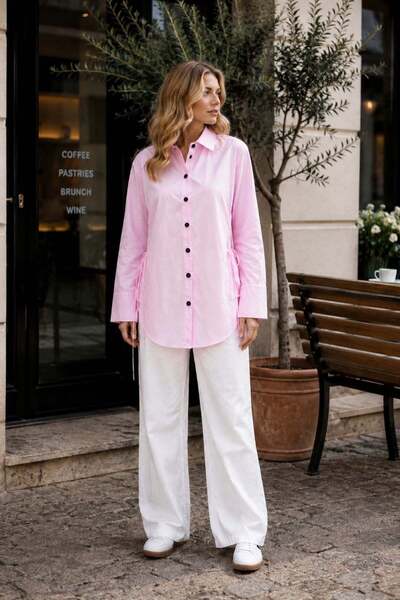 TIFFANY&TOMATO Yanları Bağlamalı Poplin Gömlek