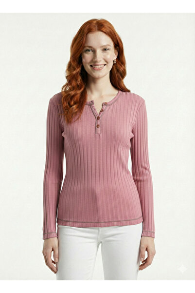 Neden Tekstil Women's Long Sleeve Knitwear Buttoned Blouse