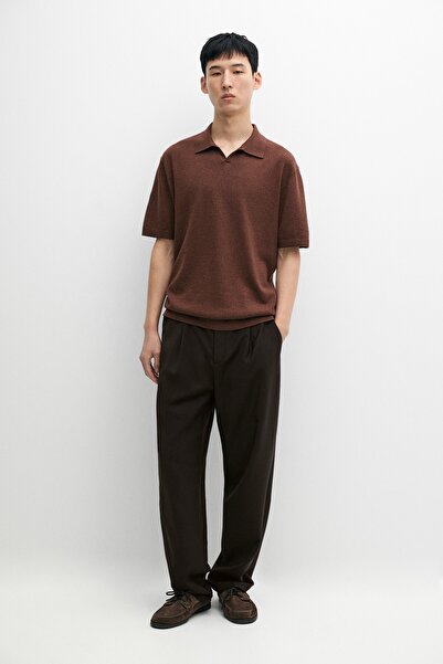Massimo Dutti Keten karışımlı triko polo yaka kazak