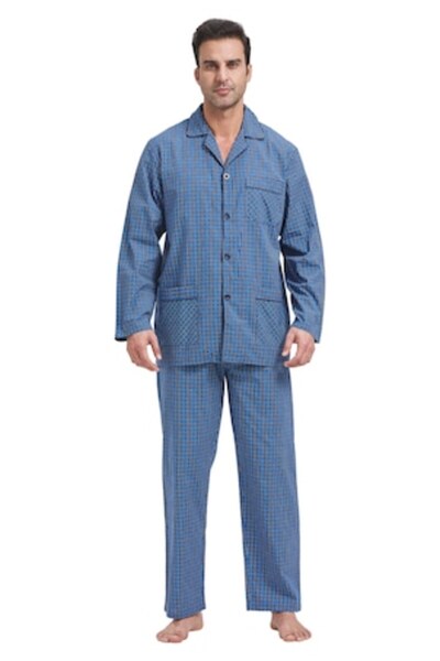 Global Set pijama Barbati Global, Clasica Panza, Bumbac, Mânecă lungă, Pantal...