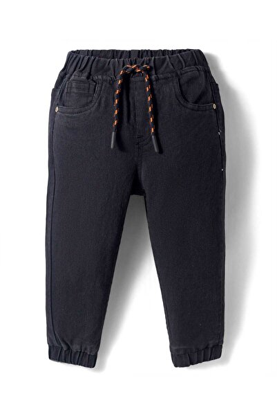 Babyhug Denim Full Length Washed Joggers with Stretch - Black
