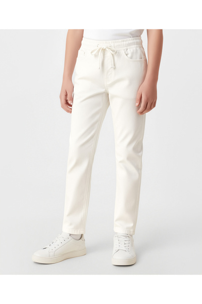 Pine kids Denim Woven Full Length Solid Color Washed Jeans - White