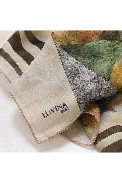 LUVINA Soft Khaki Brown Geometric Scarf