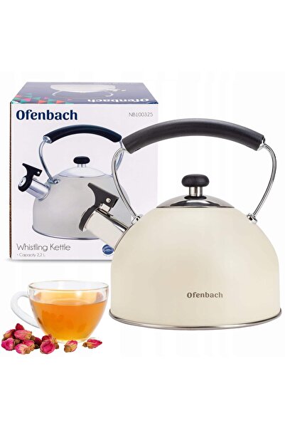 Ofenbach Fierbător emailat modern cu fluierătoare 2.2L Bej