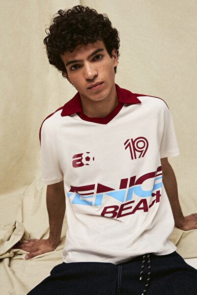 Bershka Retro desenli polo yaka tişört