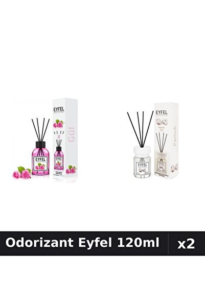 Eyfel Set 2 Odorizant Camera cu Betisoare - Trandafir, Bumbac 120ml